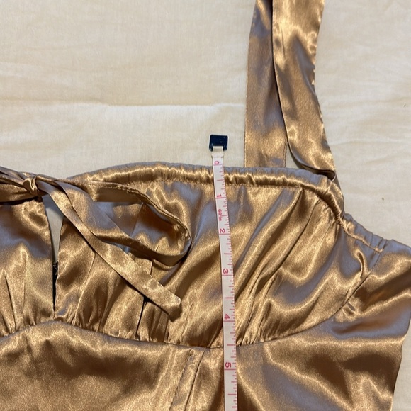 NWOT Bronze/Gold Satin Corset Front Tie Top Size M - Picture 13 of 13
